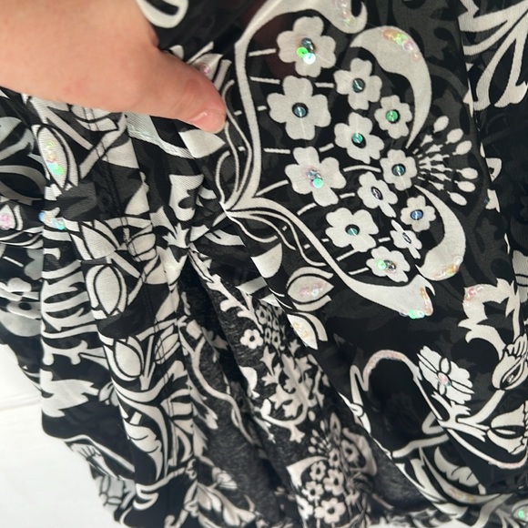 INC black and white dress flower design knee length 2x - Picture 6 of 7